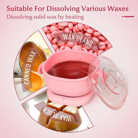 Portable and Easy To Use Electric Silicone Non-Stick Wax Warmer Heater Machine with Lid for Gentle Hair Removal For Men and Women