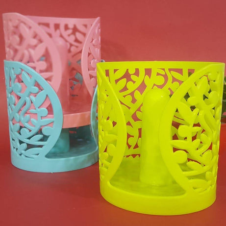 (Pack of 2) Plastic Flower Design Tissue Roll Paper Holder For Home and Outdoor Use