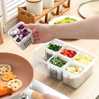 Plastic Rectangular Freeze Storage Containers with 6 Compartments For Kitchen and Outdoor