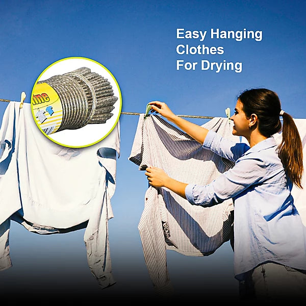 (Pack of 2) Heavy Duty 20 Meter PVC Metal Inner Rope for Laundry Wet Clothes