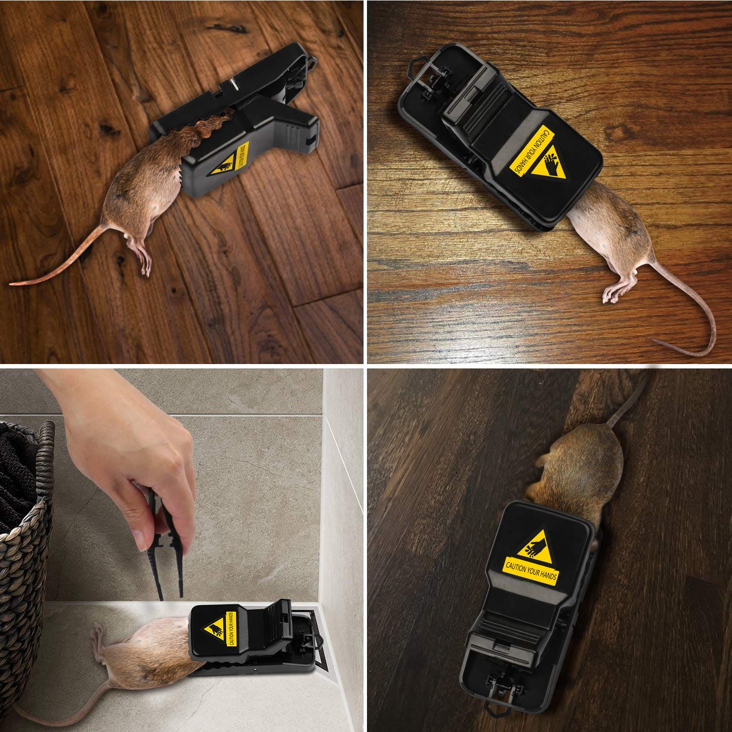 (Pack of 3) Plastic Mouse Trap Kill Fast Mice Rat Trap Reusable Mouse Snap Catcher for Home and Outdoor Use
