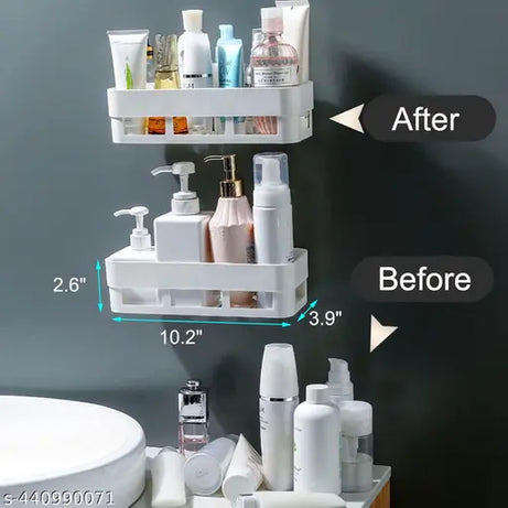 (Pack of 3) Multipurpose Bathroom and Kitchen Shelf Wall Holder Storage Rack