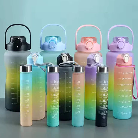 Set of 3 Pcs Unbreakable Leakproof BPA free Water Bottle with Straw and Non-toxic Sipper Bottle for Office, Sports, Gym and School