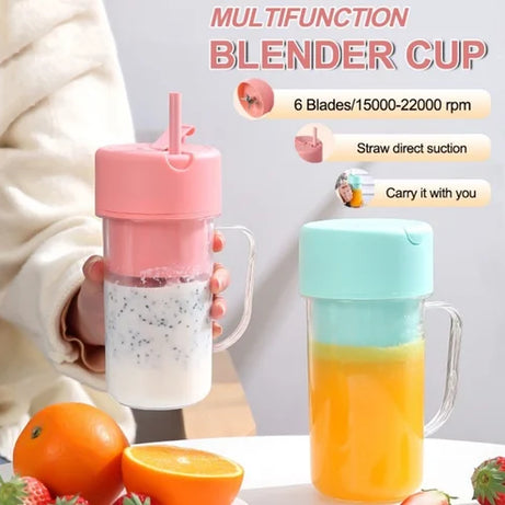 Portable Mini USB Rechargeable Juicer Blender with 6 Rotating Blades and Straw Cup For Effortlessly Blends Fruits, Veggies, and More