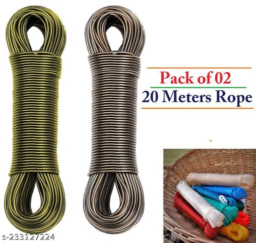 (Pack of 2) Heavy Duty 20 Meter PVC Metal Inner Rope for Laundry Wet Clothes