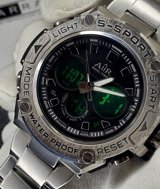 AIIR S Sports Dual Time Clock Chain Wristwatch For Men