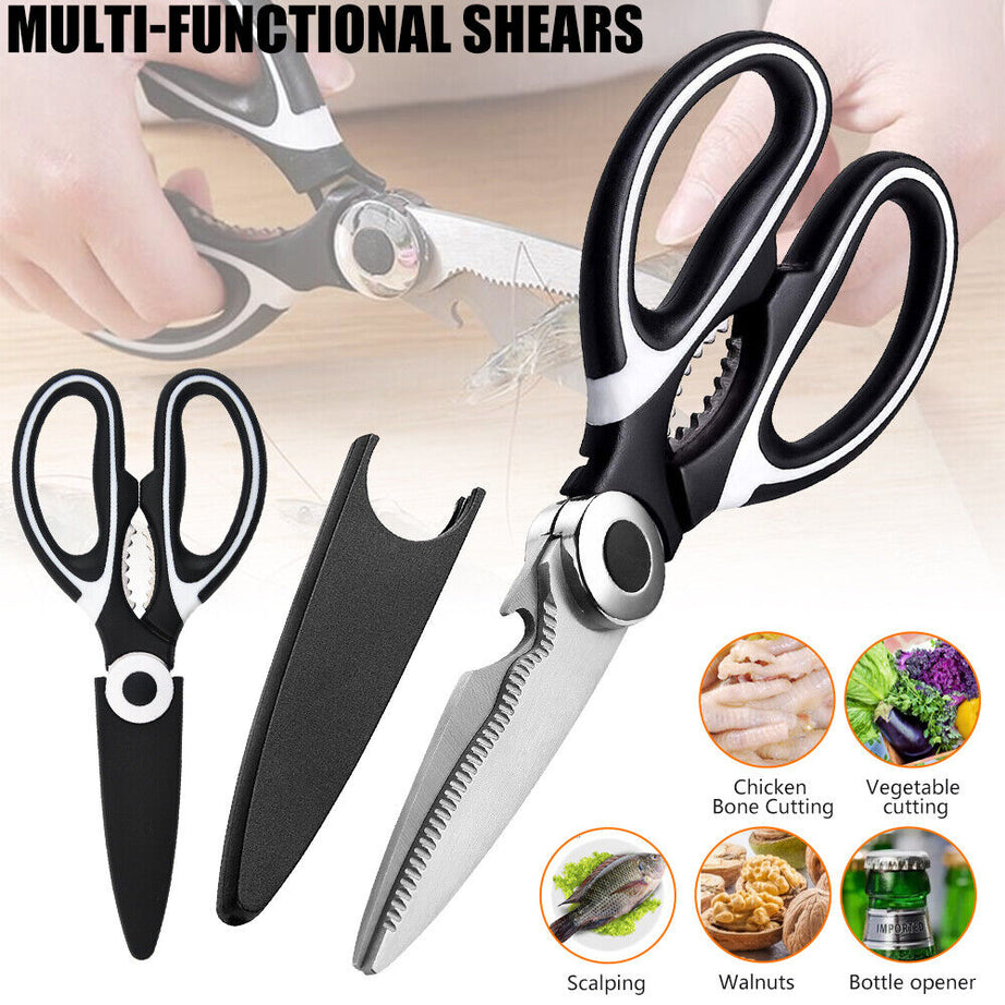 Multi-Purpose Kitchen Stainless Steel Kitchen Scissor with Protection Blade for Cutting Fish, Meat, Vegetables, Herbs, Bones, Nuts, & barbecue