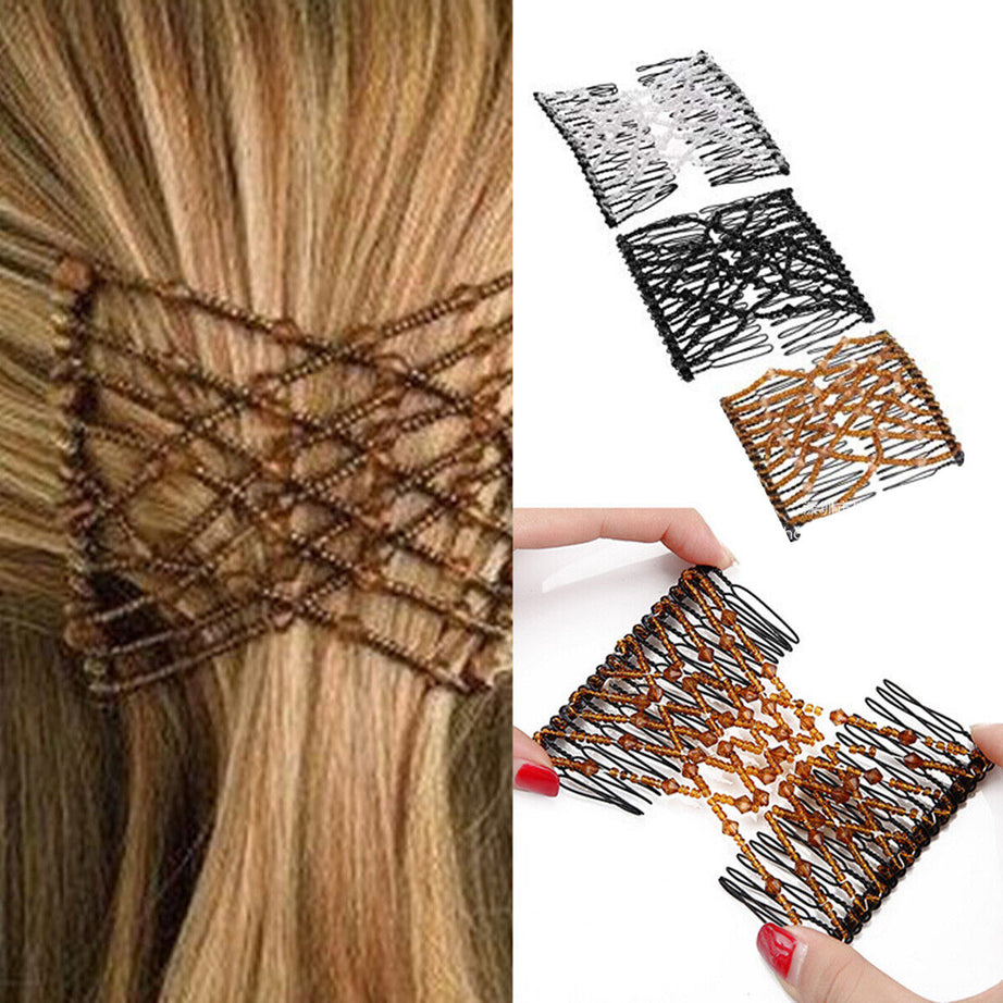 (Pack of 3) Creative Magic Hair Comb Elastic Rope Disc Clip Headwear Fashion For Women