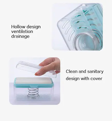 Soap Dish & Soap Dispenser with Roller Drain Holes Leawall Easy Cloth Washing Soap Roller